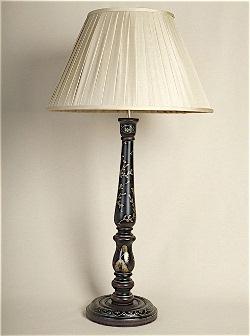 ALEXANDERS  56 CM BLACK CHINOISERIE COLUMN LAMP